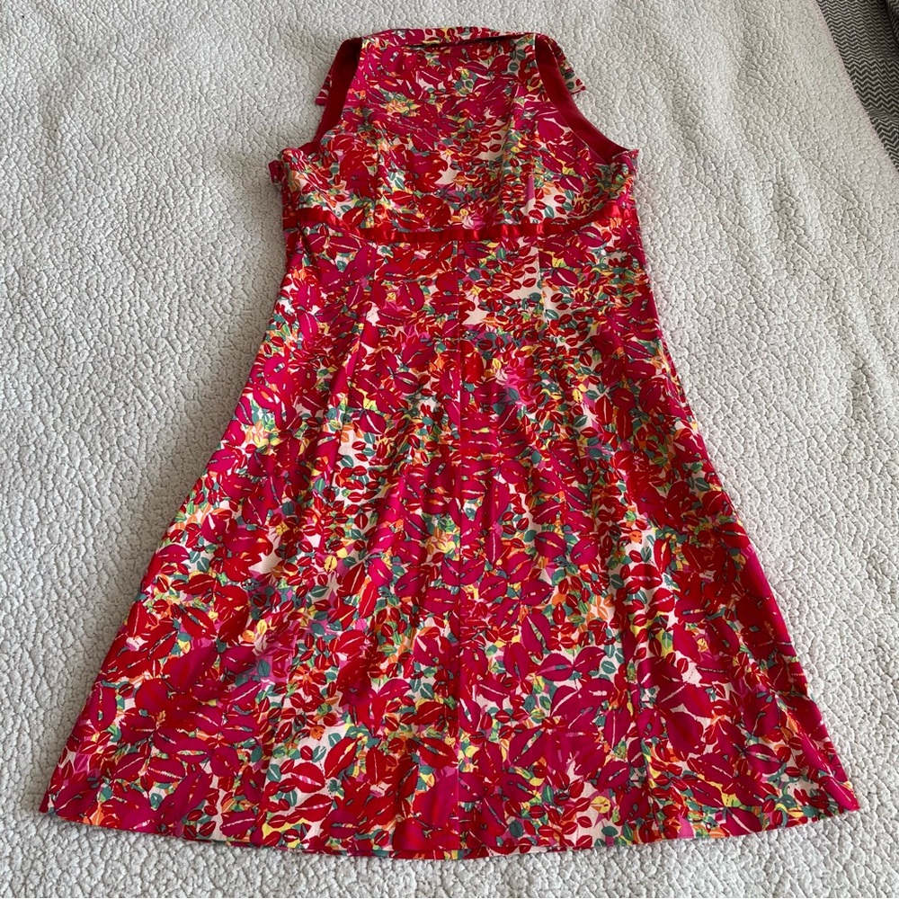 Signature by Sangria Vibrant Floral Midi Dress - Red and Pink | Size 12 - Picture 4 of 9